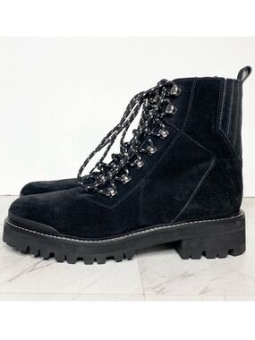 Marc Fisher Izzie Black Suede Lug Sole Boot 9 1/2 M